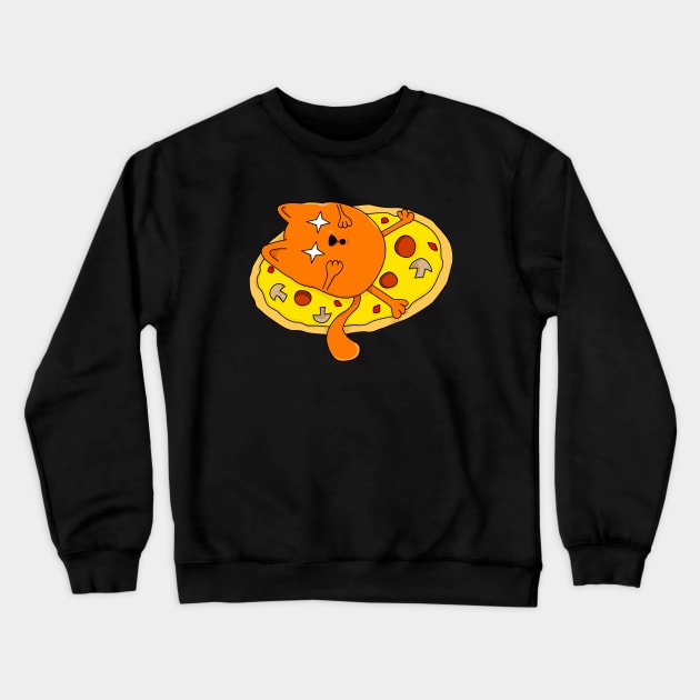 Funny stoned Pizza Cat Crewneck Sweatshirt by Foxxy Merch